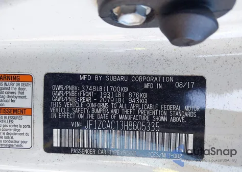 2017 Subaru Brz Limited из США, поврежденный, VIN JF1ZCAC13H8605335